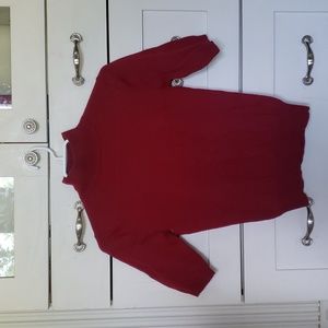 Small Crimson Red High Neck Short Sleeve Knit Top